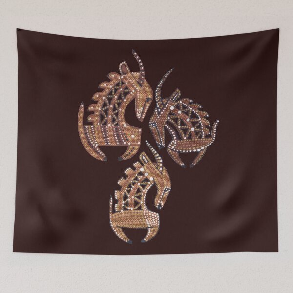 Item preview, African gazelles crest art bambara brown tones designed and sold by mariam-h.