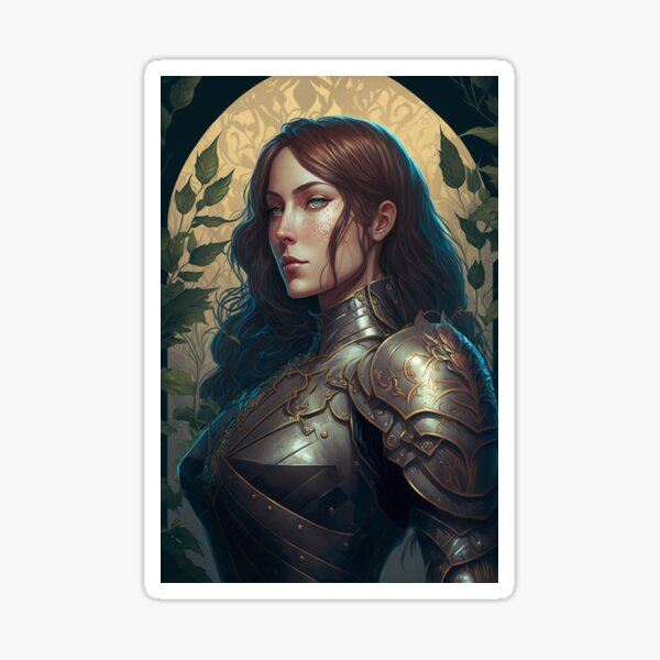 Item preview, Female Knight - Art Nouveau Style designed and sold by ArtNouveauChic.