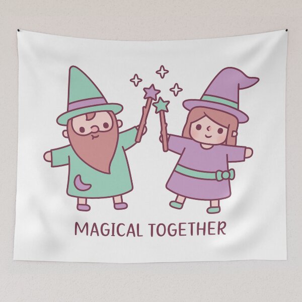 Item preview, Cute Wizard And Witch Girl Magical Together designed and sold by rustydoodle.