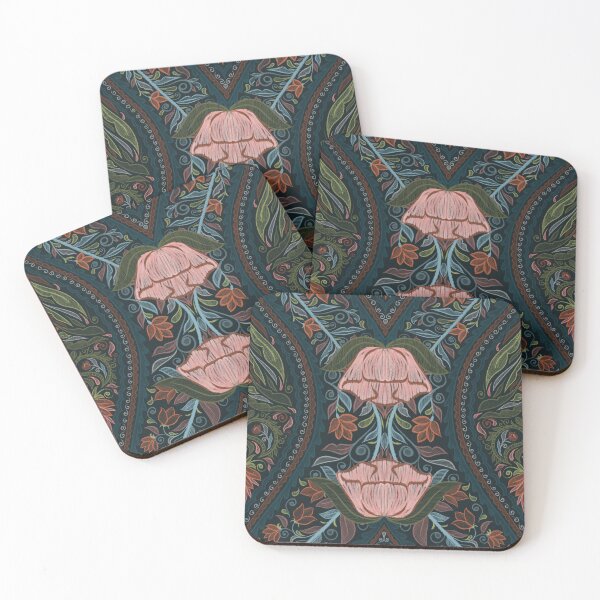 Item preview, Garden Flowers and Paisley Patterns -  Dark Peacock Green Background designed and sold by SemDesigns1.