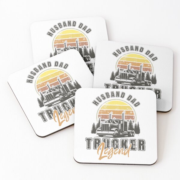 Item preview, Retro sunset long haul truck, Husband Dad Trucker Legend designed and sold by HomeCoquette.