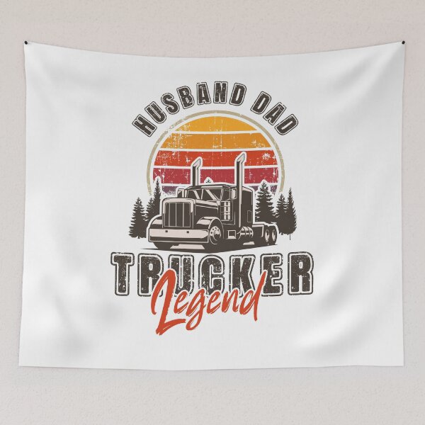 Item preview, Vintage sunset long haul truck, Husband Dad Trucker Legend designed and sold by HomeCoquette.