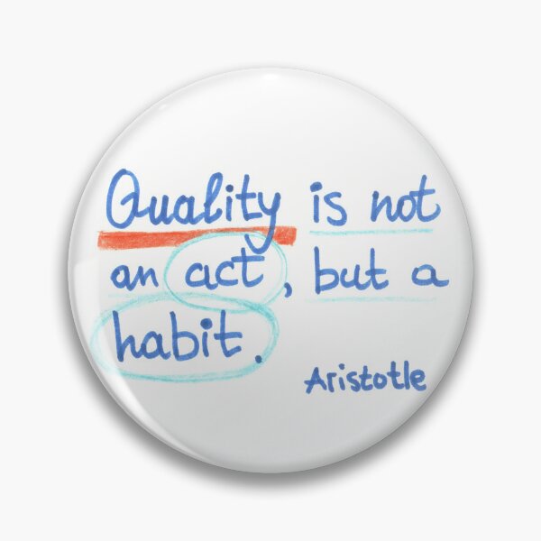 Item preview, quality is not an act but a habit | handwritten motvational philosophy quote designed and sold by lausn.