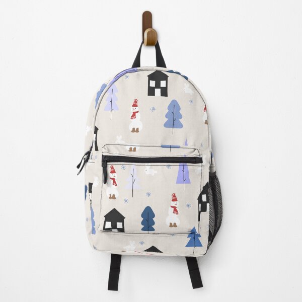 Item preview, wallpaper, winter, fir tree, house, rabbit, snowman, repeated, snowflakes, tree, designed and sold by JAG2B.