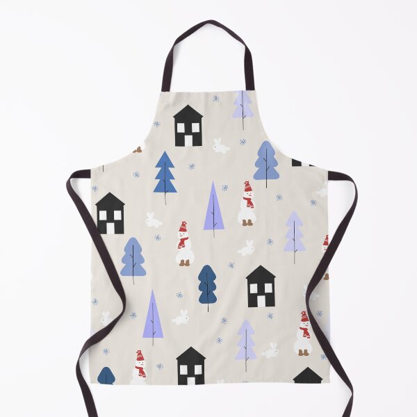 Item preview, wallpaper, winter, fir tree, house, rabbit, snowman, repeated, snowflakes, tree, designed and sold by JAG2B.