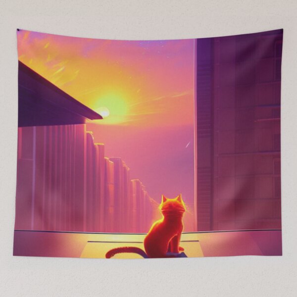 Item preview, Orange Cat Watching Sunset Scene - Perfect Sunset Gift designed and sold by MoStorish.