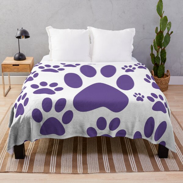 Item preview, COLOR OF THE YEAR 2018 ULTRA VIOLET- PAW PRINTS WALKING ALL OVER PATTERN IN DIFFERENT SIZE ANIMAL FEET designed and sold by ozcushions.