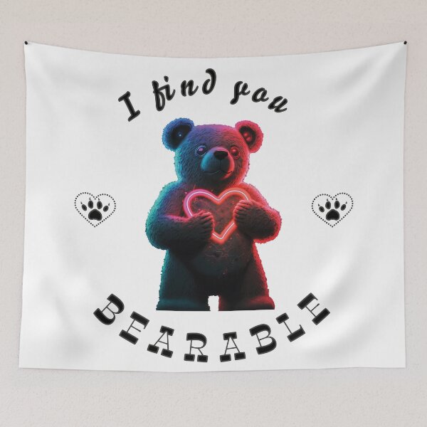 Item preview, I Find You Bearable - Funny Neon Bear Romantic Love Valentine's Gift Design designed and sold by CaseHavenDesign.