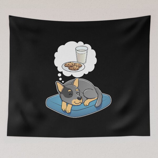 Item preview, Australian Cattle Dog dreaming about Milk and Cookies designed and sold by DoggieDelights.
