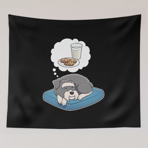 Item preview, Miniature Schnauzer dreaming about Milk and Cookies designed and sold by DoggieDelights.