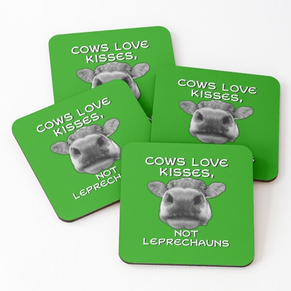 Item preview, Cows Love Kisses, Not Leprechauns St Patrick's Day funny gift with cow designed and sold by facePale.