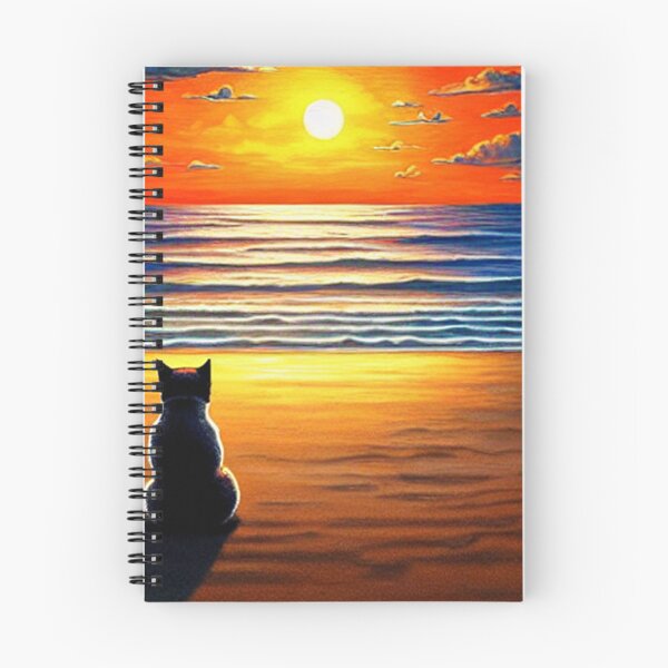 Item preview, Cat Watching Sunset Scene on a Beach designed and sold by MoStorish.