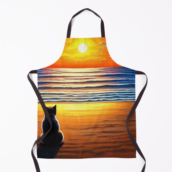 Item preview, Cat Watching Sunset Scene on a Beach designed and sold by MoStorish.