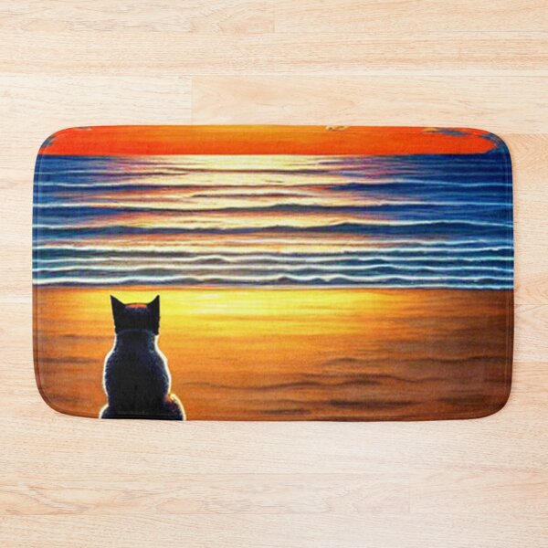 Item preview, Cat Watching Sunset Scene on a Beach designed and sold by MoStorish.