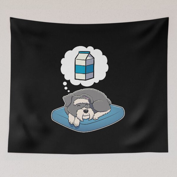 Item preview, Miniature Schnauzer dreaming about Milk designed and sold by DoggieDelights.