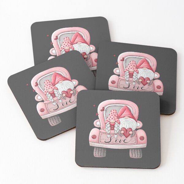 Item preview, LOVE Valentine's Day Gnome Truck Couple Gnomies Pastel Pink  designed and sold by leaserholetsh.