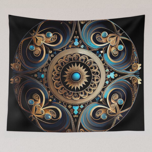 Item preview, Intense Circular Bejeweled Art Deco Pattern Digital Painting designed and sold by CodeAndColors.