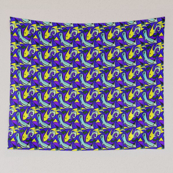 Item preview, Purple and Yellow Fish Pattern designed and sold by FloralZoo.