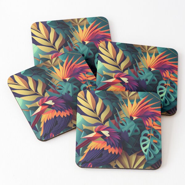 Item preview, Angular Bold Tropical Pattern Digital Painting designed and sold by CodeAndColors.