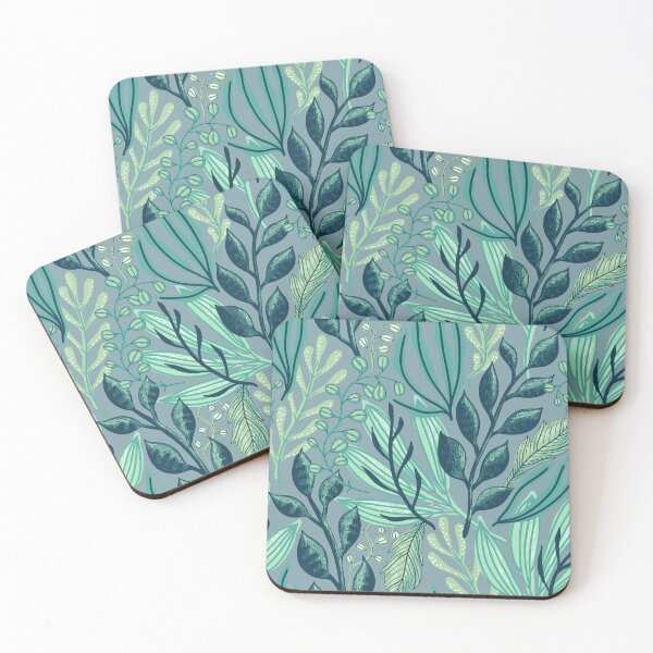 Item preview, blue and green leaf pattern designed and sold by PrintsPassion.