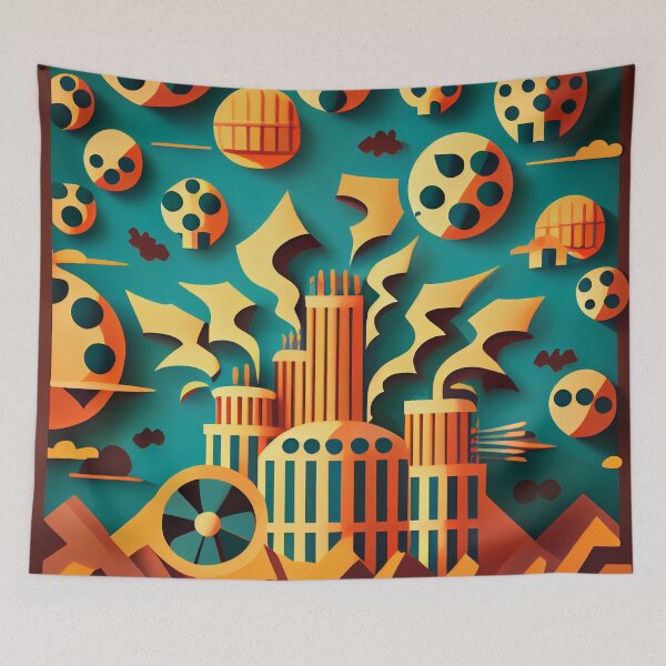 Item preview, Cartoon Explosive Industrial Pattern Digital Painting designed and sold by CodeAndColors.
