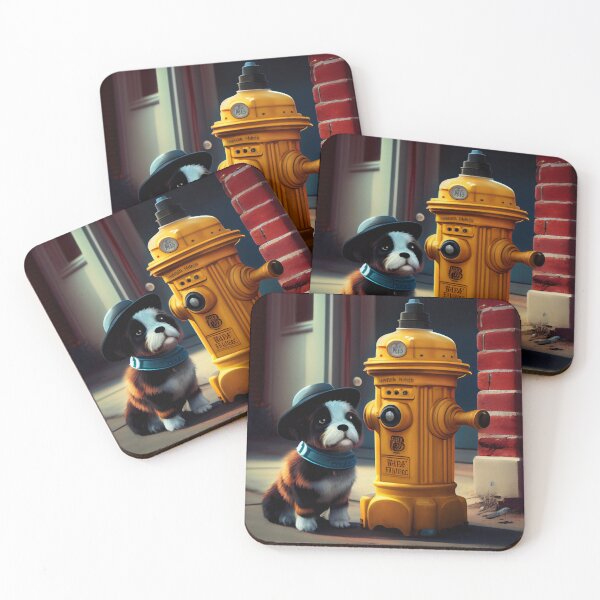 Item preview, Fizz and the Bumblebee at the Fire Hydrant Digital Painting designed and sold by CodeAndColors.