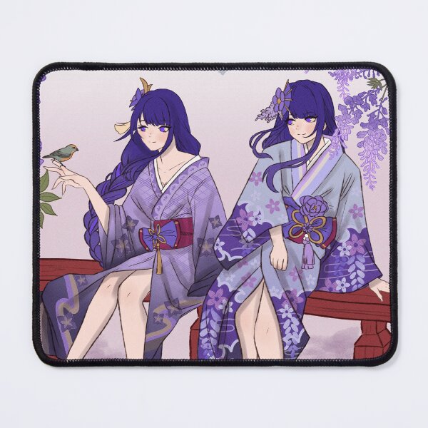 Item preview, Raiden Makoto and Raiden Ei, Genshin Impact Traditional Illustration designed and sold by Kuroi Kitsune Art.