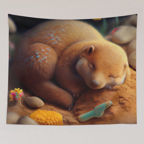 Item preview, Gingerbread and Mongoose Nap Time Digital Painting designed and sold by CodeAndColors.