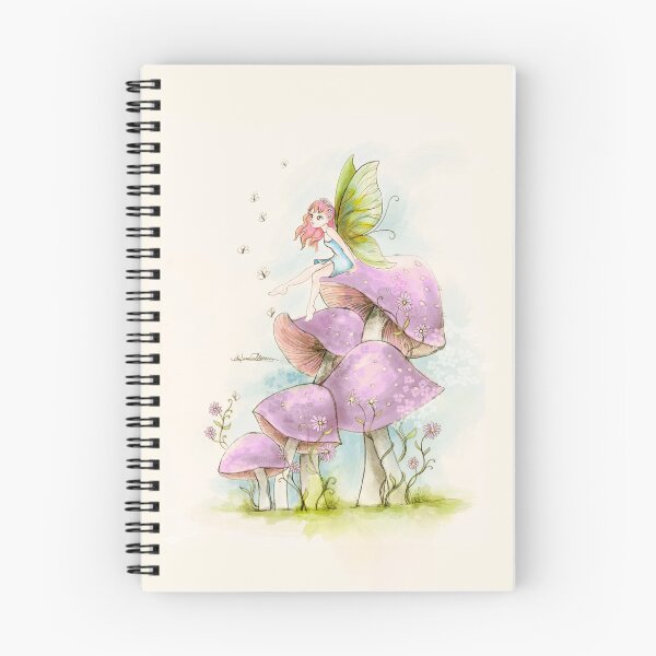 Item preview, Mushroom Fairy Pink Purple Fairytale daydreaming fantasy childrens story book mother nature botanical art designed and sold by MisprintArt.