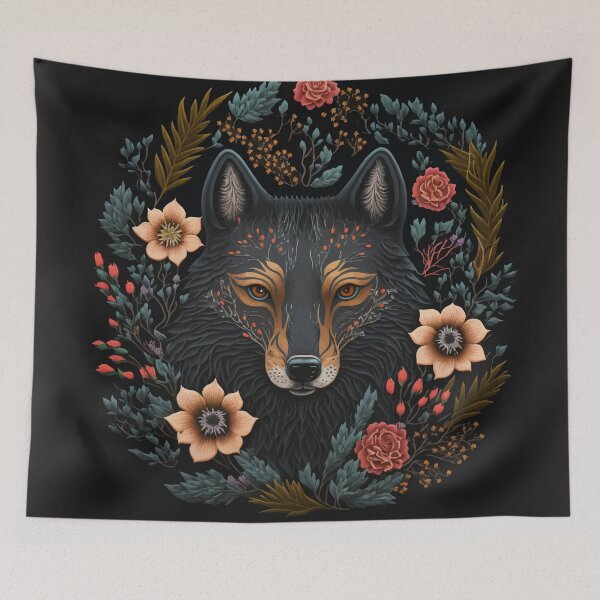 Item preview, Magical wolf Folk culture art designed and sold by Visual-wallart.