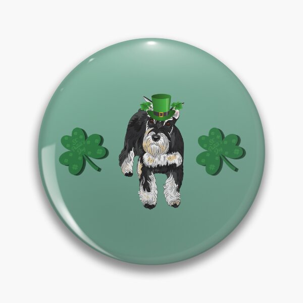 Item preview, Black and Silver Miniature Schnauzer with Shamrock and Saint Patrick's Day Theme designed and sold by SeasonalDogs.