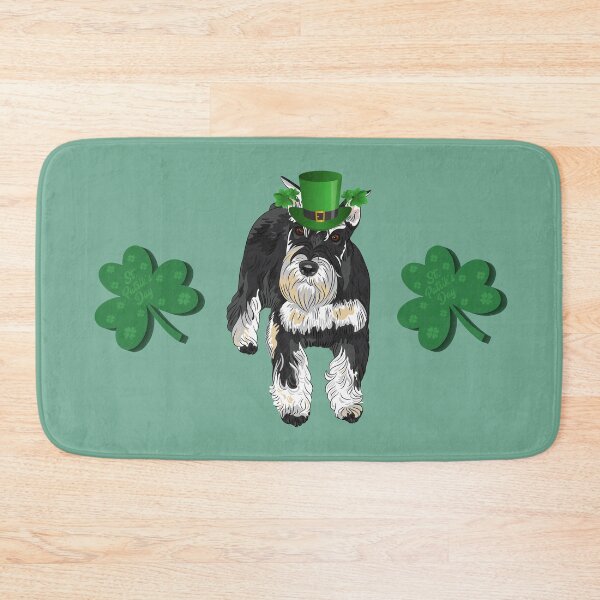 Item preview, Black and Silver Miniature Schnauzer with Shamrock and Saint Patrick's Day Theme designed and sold by SeasonalDogs.