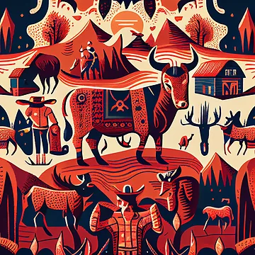 Vorschaubild zum Design Aggressive Country Pattern Digital Painting von CodeAndColors