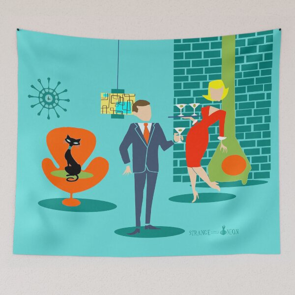 Item preview, Retro Space Age Cartoon Couple designed and sold by StrangeLilOnion.