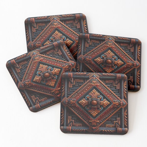Item preview, Dark Ancient Crafty Three Dimensional Southwestern Pattern Digital Painting designed and sold by CodeAndColors.