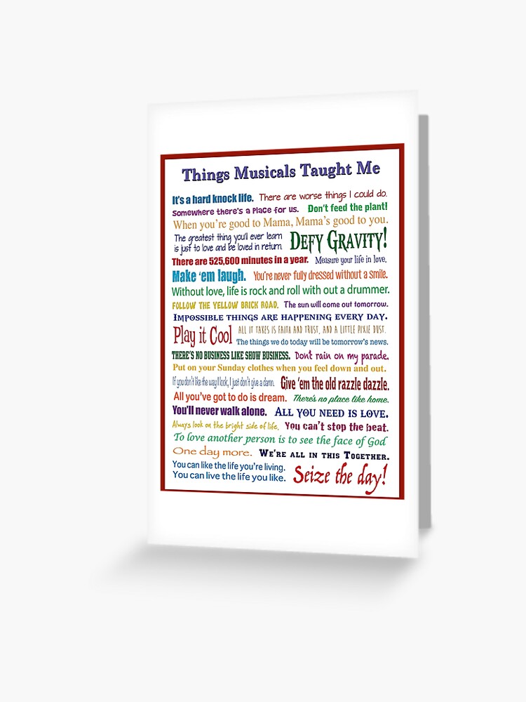 Thumbnail 1 of 2, Greeting Card, Things Musicals Taught Me designed and sold by sforest.