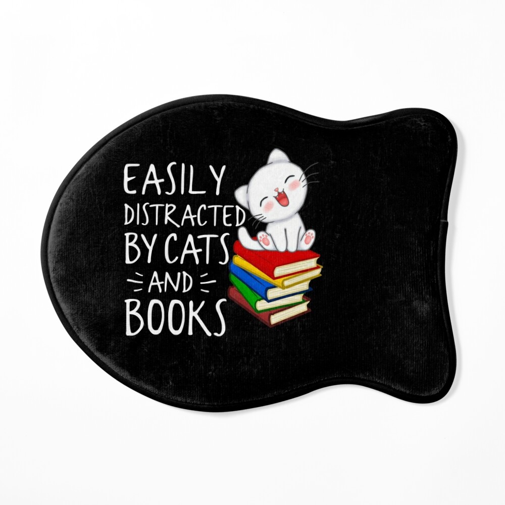 Easily Distracted by Cats and Books Funny Cat Book Lover Art Board Print  by AI Masterpieces