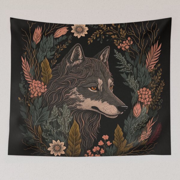 Item preview, Mystical wolf Folk culture art designed and sold by Visual-wallart.