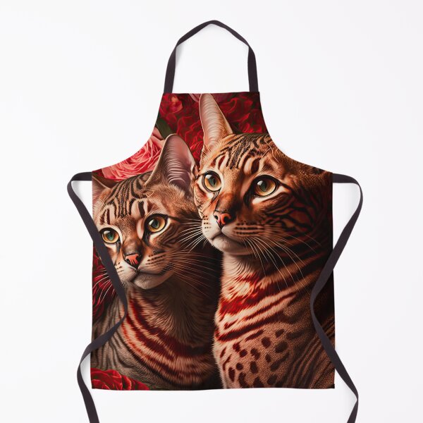 Item preview, Valentines Bengal Cats with hearts and roses 1 designed and sold by idreamaboutcats.