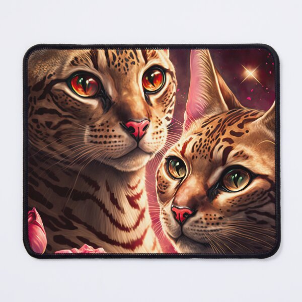 Item preview, Valentines Bengal Cats with hearts and roses 2 designed and sold by idreamaboutcats.