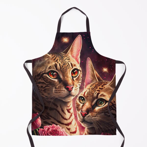 Item preview, Valentines Bengal Cats with hearts and roses 2 designed and sold by idreamaboutcats.
