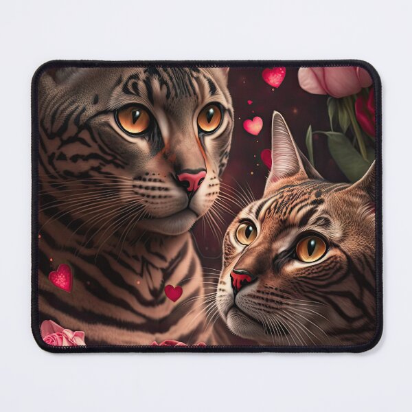 Item preview, Valentines Bengal Cats with hearts and roses 3 designed and sold by idreamaboutcats.