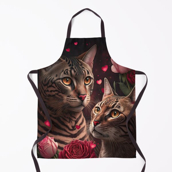 Item preview, Valentines Bengal Cats with hearts and roses 3 designed and sold by idreamaboutcats.