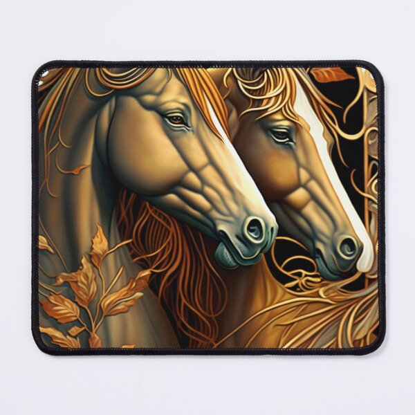Item preview, Two Beautiful Brown Horses Sisters designed and sold by ArtNouveauChic.