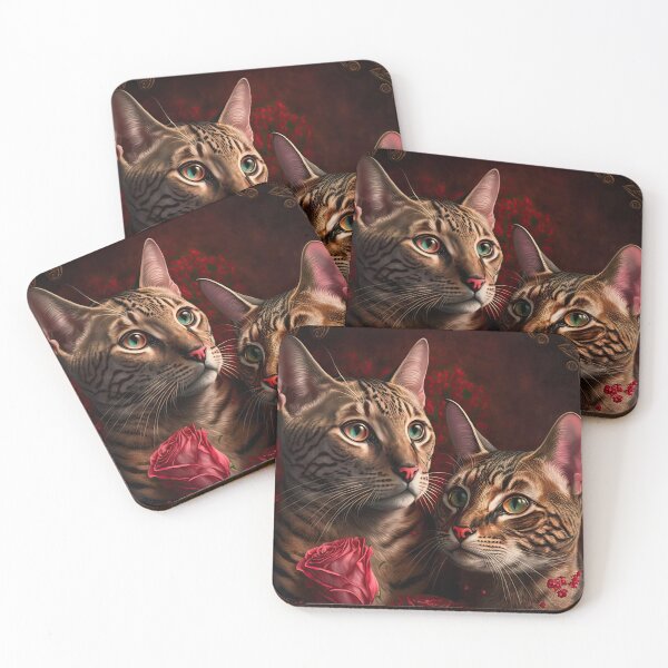 Item preview, Valentines Bengal Cats with hearts and roses 4 designed and sold by idreamaboutcats.