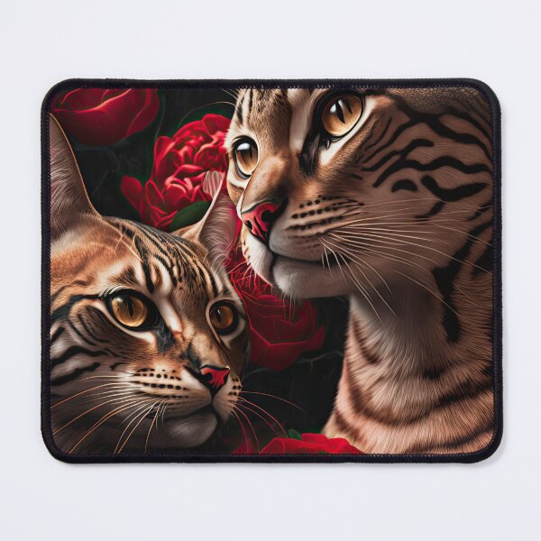 Item preview, Valentines Bengal Cats with hearts and roses 6 designed and sold by idreamaboutcats.