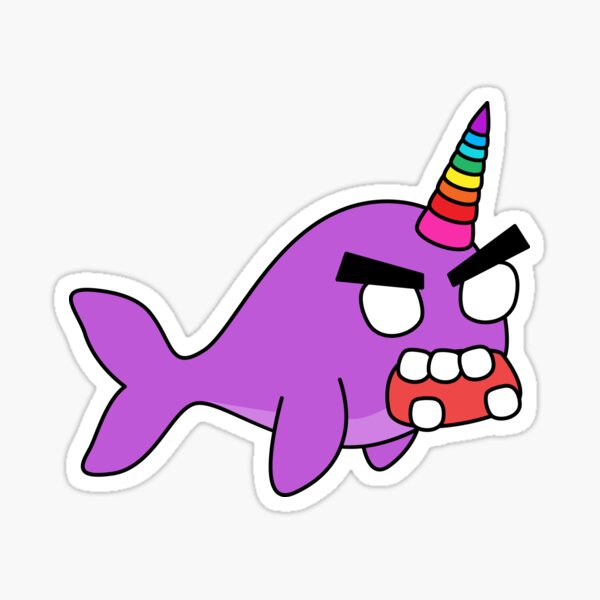 angry zombie narwhal Sticker