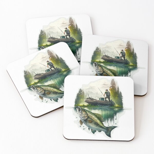 Item preview,  Bass fishing from boat on the lake designed and sold by pixeldizajn.