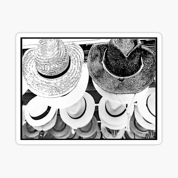 a-place-to-hang-your-hat-black-and-white-display-of-hats-sticker