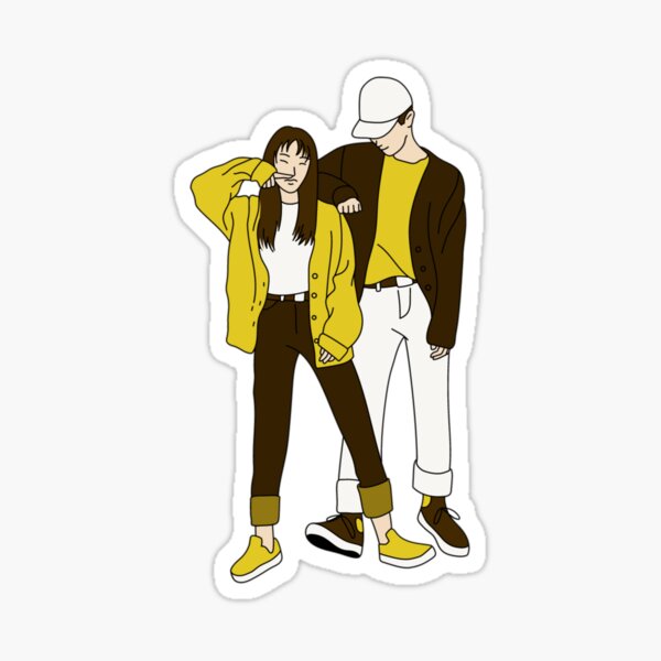 Couple kiss, a little shy love Sticker for Sale by lapsuss